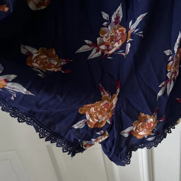 Xhilaration Womens Romper Jumper 4X Floral Boho Cottagecore Off The Shoulder - Picture 2 of 12